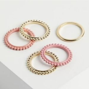 NWT | Torrid Texturized Ring Set Matte Coral & Pink & Gold | Size 12